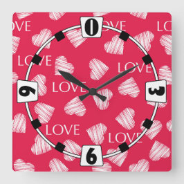 Naadloze Valentijnsdag roze witte kras Vierkante Klok