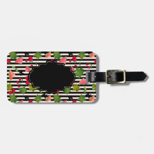 Naadloze verse vruchten Waterverf Cartoon C Bagagelabel (Voorkant horizontaal)