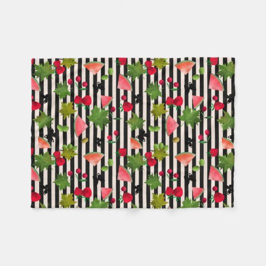 Naadloze verse vruchten Waterverf Cartoon C Fleece Deken (Voorkant (Horizontaal))