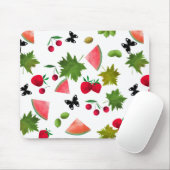 Naadloze verse vruchten Waterverf Cartoon C Muismat (Met muis)