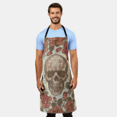 naadloze versiering in retro-stijl met schedels en schort (Gedragen)