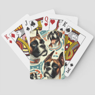 Naadloze vintage illustratie van Boxer hond Pokerkaarten