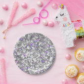 Naadloze violette paarse zilverglitterspleet papieren bordje (Feest)