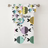 Naadloze vis abstract scandinavië moderne zee bad handdoek (Insitu)