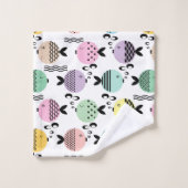 Naadloze vis abstract scandinavië moderne zee bad handdoek (Wasdoekje)
