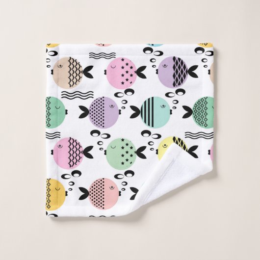 Naadloze vis abstract scandinavië moderne zee bad handdoek (Wasdoekje)