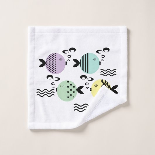 Naadloze vis abstract scandinavië moderne zee bad handdoek (Wasdoekje)