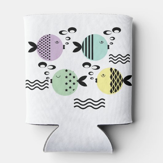 Naadloze vis abstract scandinavië moderne zee blikjeskoeler (Achterkant)