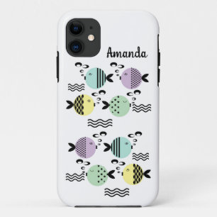 Naadloze vis abstract scandinavië moderne zee Case-Mate iPhone case