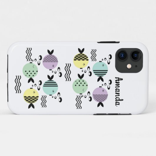 Naadloze vis abstract scandinavië moderne zee Case-Mate iPhone case (Achterkant (horizontaal))