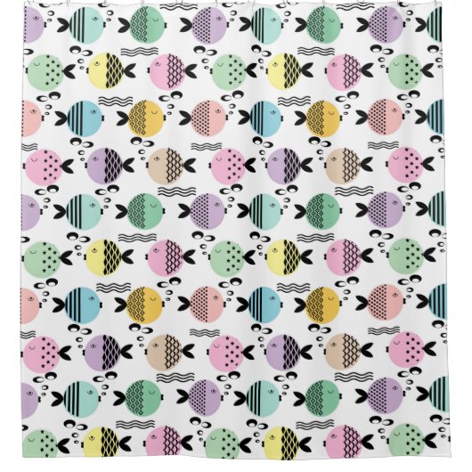 Naadloze vis abstract scandinavië moderne zee douchegordijn (Voorkant)