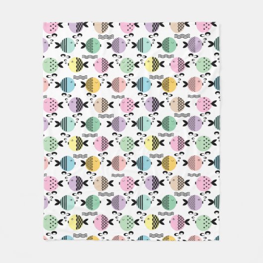 Naadloze vis abstract scandinavië moderne zee fleece deken (Voorkant)