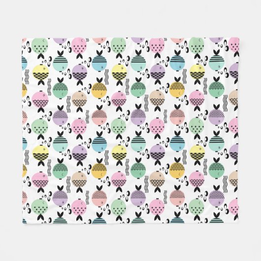 Naadloze vis abstract scandinavië moderne zee fleece deken (Voorkant (Horizontaal))