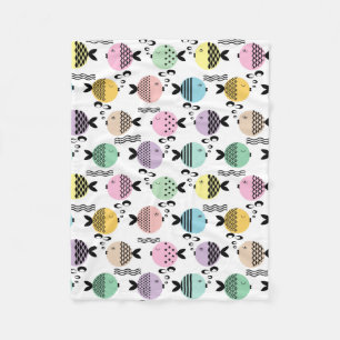 Naadloze vis abstract scandinavië moderne zee fleece deken
