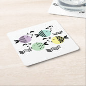 Naadloze vis abstract scandinavië moderne zee kartonnen onderzetters (Schuin)