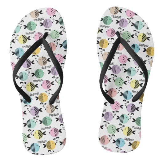 Naadloze vis abstract scandinavië moderne zee teenslippers (Voetbed)