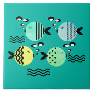 Naadloze vis abstract scandinavië moderne zee tegeltje