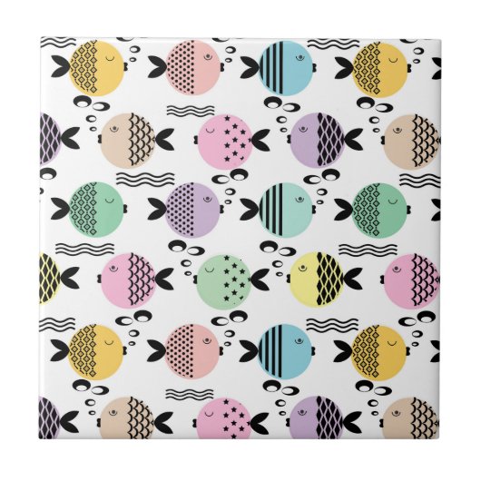 Naadloze vis abstract scandinavië moderne zee tegeltje (Voorkant)