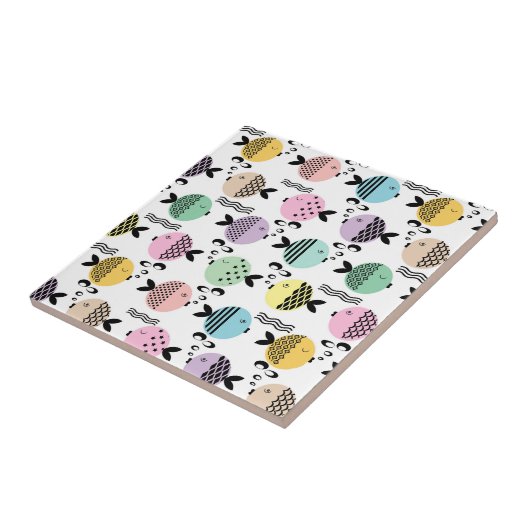 Naadloze vis abstract scandinavië moderne zee tegeltje (Zijkant)