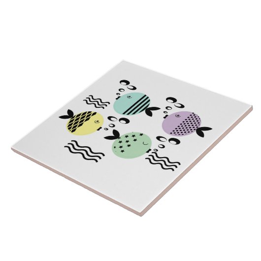 Naadloze vis abstract scandinavië moderne zee tegeltje (Zijkant)