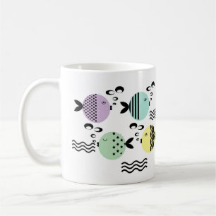 Naadloze vis abstract Scandinavische moderne marie Koffiemok