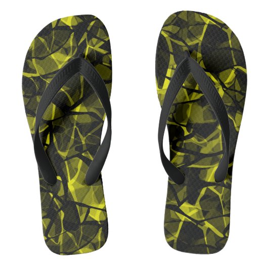 Naadloze vloeistof abstract zwarte groene moderne teenslippers (Voetbed)