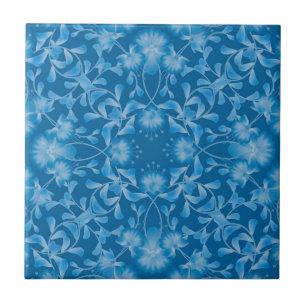 Naadloze vrouwelijke bloemenblauw bloemen gzhel or tegeltje
