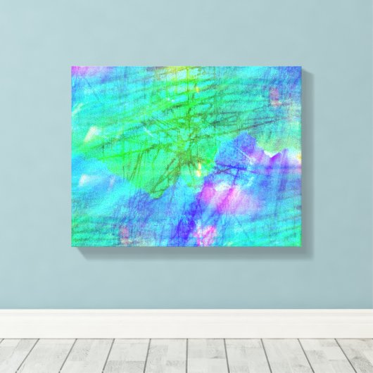 naadloze waterverf blauw, groen canvas afdruk (Insitu (Houten vloer))