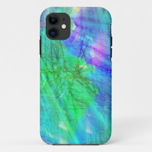 naadloze waterverf blauw, groen iPhone 11 hoesje