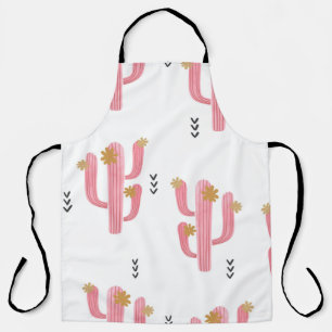 Naadloze waterverf bloeiende cactus patroon. Vint Schort