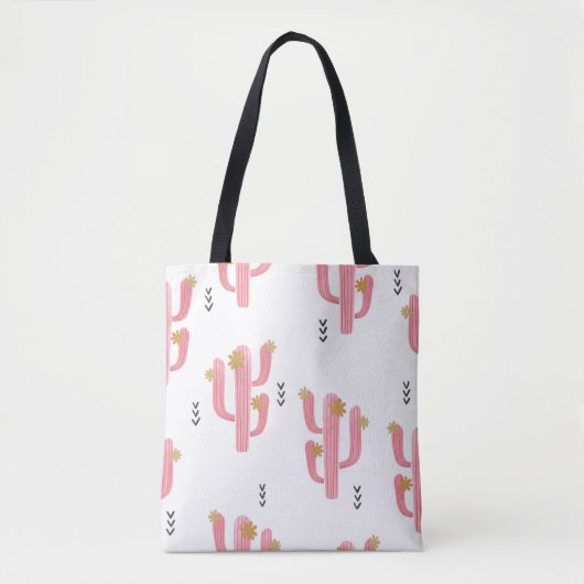 Naadloze waterverf bloeiende cactus patroon. Vint Tote Bag (Voorkant)