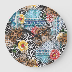 Naadloze waterverf bloem, gestructureerd patroon. grote klok