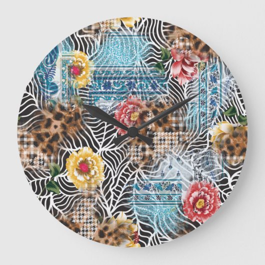 Naadloze waterverf bloem, gestructureerd patroon. grote klok (Voorkant)