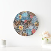 Naadloze waterverf bloem, gestructureerd patroon. grote klok (Huis)