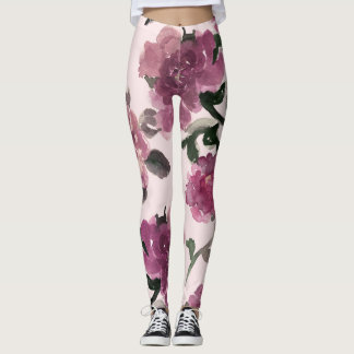Naadloze Waterverf Bloemen Illustratiepatroon Leggings
