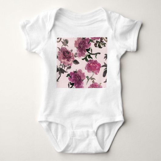 Naadloze Waterverf Bloemen Illustratiepatroon Romper (Voorkant)