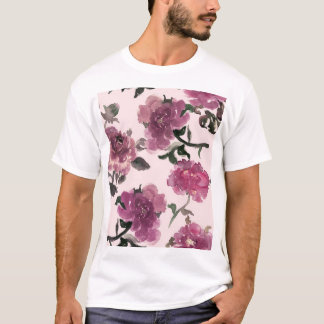Naadloze Waterverf Bloemen Illustratiepatroon T-shirt