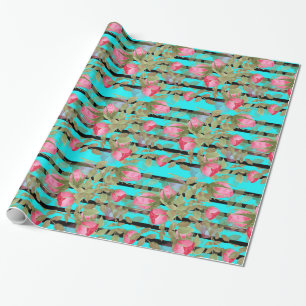 Naadloze waterverf bloemen roze roze roze roze rom cadeaupapier