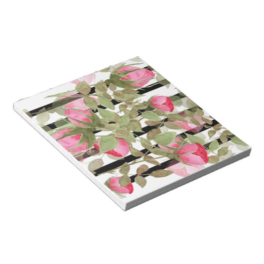 Naadloze waterverf bloemen roze roze roze roze rom notitieblok (Schuin)