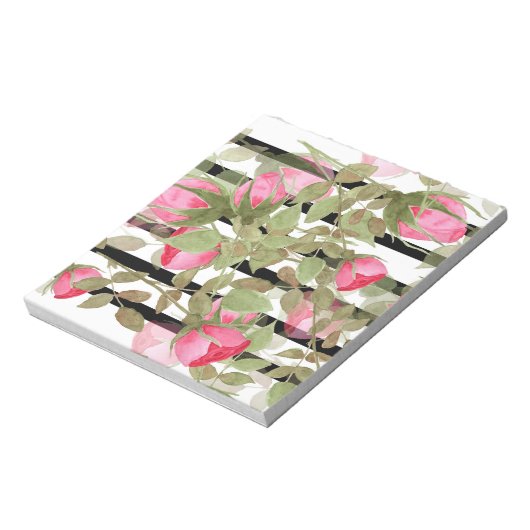 Naadloze waterverf bloemen roze roze roze roze rom notitieblok (Linkerzijde)