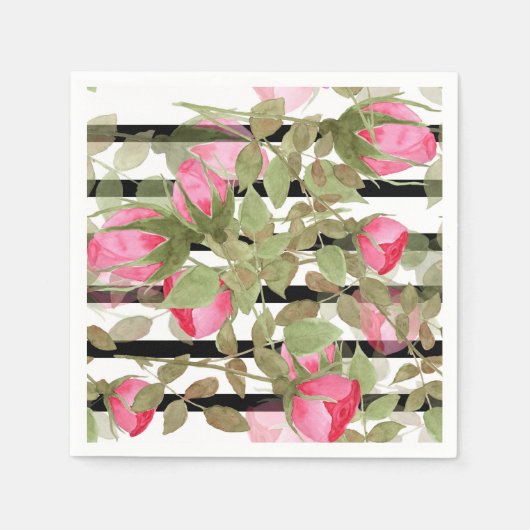 Naadloze waterverf bloemen roze roze roze roze rom servet (Voorkant)