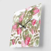 Naadloze waterverf bloemen roze roze roze roze rom vierkante klok (Hoek)