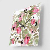 Naadloze waterverf bloemen roze roze roze roze rom vierkante klok (Hoek)
