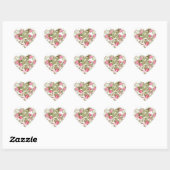 Naadloze waterverf bloemen roze roze roze rozen fl hart sticker (Vel)
