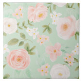 Naadloze Waterverf Bloemenroze en perzik Tegeltje (Voorkant)