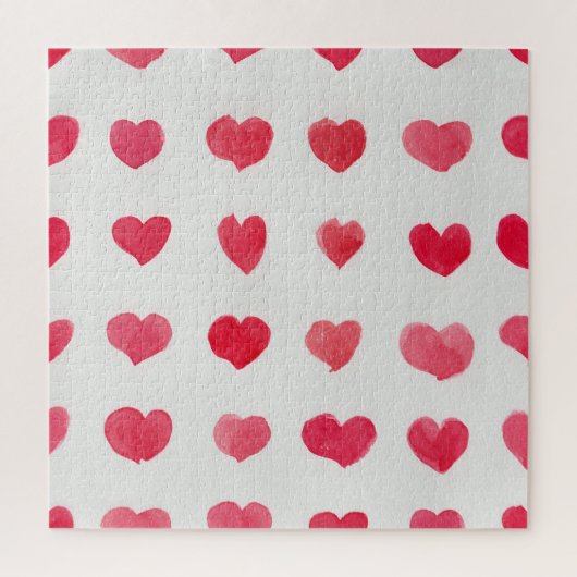 Naadloze waterverf harten: romantisch patroonontwe legpuzzel (Verticaal)