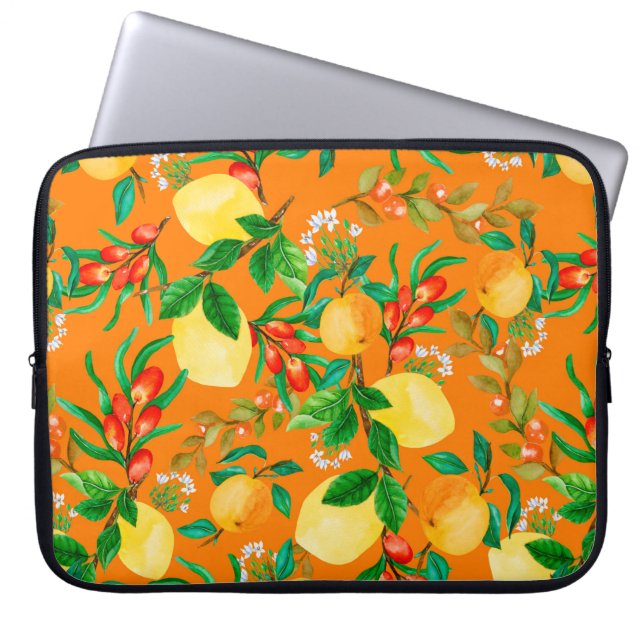 naadloze waterverf illustratie achtergrondmix laptop sleeve (Voorkant)