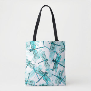 Naadloze waterverf met elegante libel tote bag