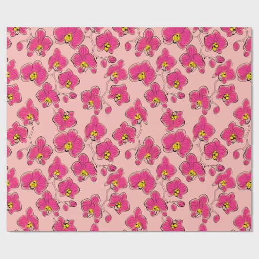 Naadloze waterverf orchideeën falaenopsis bloemen  cadeaupapier (Vlak)