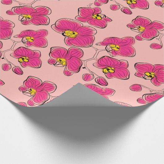 Naadloze waterverf orchideeën falaenopsis bloemen  cadeaupapier (Hoek)